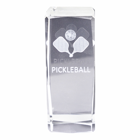 4-1/2 x 2 INCH OPTICAL CRYSTAL BEVELED EDGES PICKLEBALL TOWER AWARD
