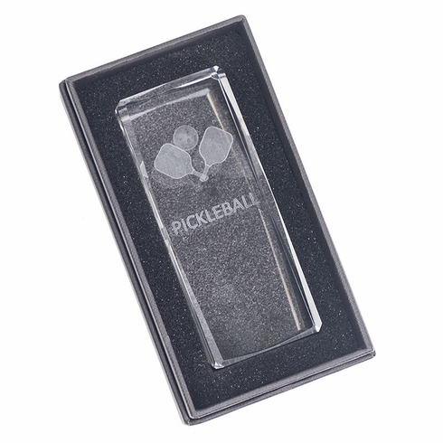 4-1/2 x 2 INCH OPTICAL CRYSTAL BEVELED EDGES PICKLEBALL TOWER AWARD