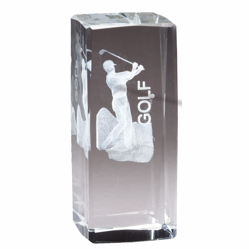 4 1/2" x 2" MALE GOLF TROPHY CRYSTAL LASER ENGRAVED IMAGE