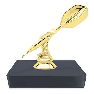 4-1/2 INCH DART TROPHY ON BLACK MARBLE BASE
