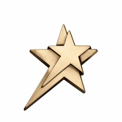 4-1/2" x 5" MEDIUM DOUBLE STAR PLAQUE MOUNT DIE CAST ZINC ANTIQUE BRASS