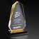4-1/2 x 7-3/4 INCH GOLD ARROWHEAD ACRYLIC AWARD WITH REFLECTIVE GOLD BOTTOM ON BLACK BASE