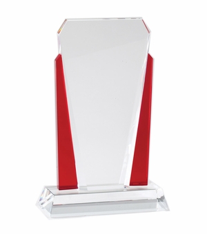4-1/2 x 7 INCH OPTICAL CRYSTAL SLANTED TOWER WITH RED ACCENTED SIDE