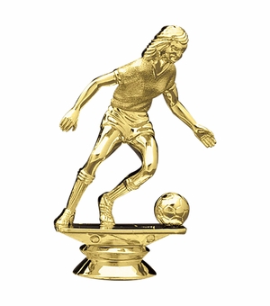 4-1/4 GOLD PLASTIC FEMALE SOCCER PLAYER TROPHY FIGURE