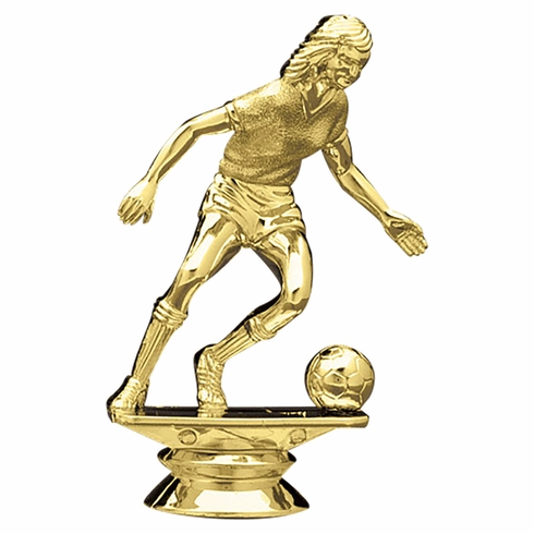 4-1/4 GOLD PLASTIC FEMALE SOCCER PLAYER TROPHY FIGURE