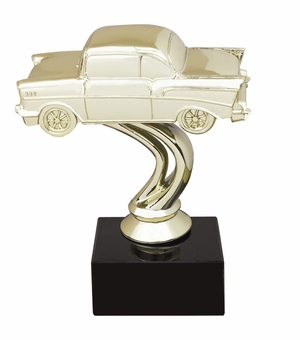 4-1/4 INCH CHEVY GOLD FIGURE ON BLACK MARBLE BASE