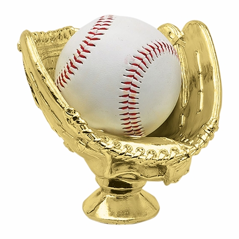 4-1/4 INCH GOLD PLASTIC BASEBALL GLOVE TROPHY FIGURE/HOLDER