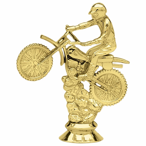 4-1/4 INCH GOLD PLASTIC DIRT BIKE TROPHY FIGURE