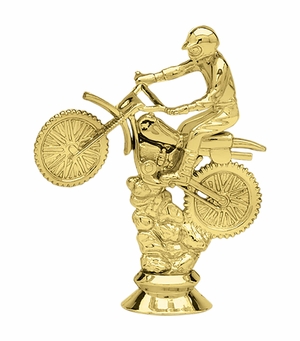 4-1/4 INCH GOLD PLASTIC DIRT BIKE TROPHY FIGURE