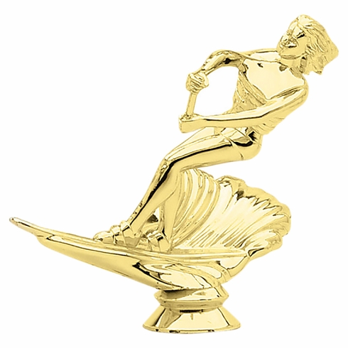 4-1/4 INCH GOLD PLASTIC FEMALE WATER SKIER TROPHY FIGURE