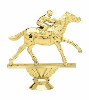 4-1/4 INCH GOLD PLASTIC HORSE RACE TROPHY FIGURE