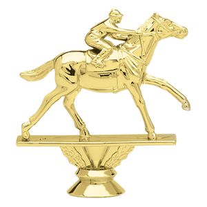 4-1/4 INCH GOLD PLASTIC HORSE RACE TROPHY FIGURE