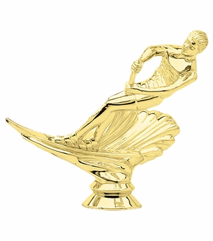 4-1/4 INCH GOLD PLASTIC MALE WATER SKIER TROPHY FIGURE