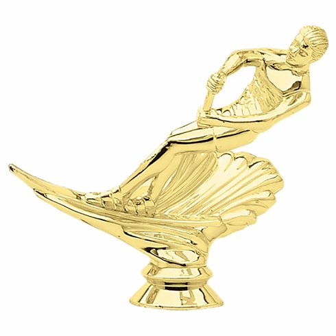 4-1/4 INCH GOLD PLASTIC MALE WATER SKIER TROPHY FIGURE