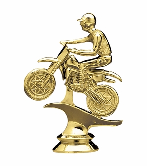 4-1/4 INCH GOLD PLASTIC MOTORCYCLE MALE TROPHY FIGURE