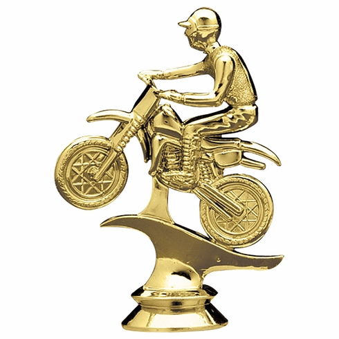 4-1/4 INCH GOLD PLASTIC MOTORCYCLE MALE TROPHY FIGURE