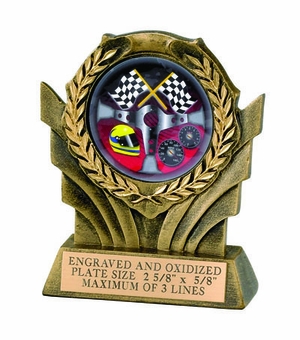 4 1/4 INCH  RESIN WREATH TROPHY, 2 INCH  MYLAR - No Plate