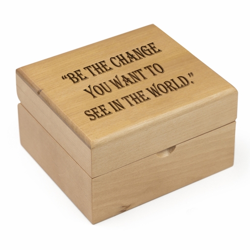 4-1/4 x 4-3/4 x 2-3/4 HARD WOOD KEEPSAKE BOX