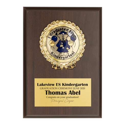 4-1/4 x 6 INCH I GRADUATED FROM KINDERGARTEN PLAQUE