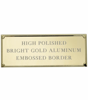 4-1/8 X 1-9/16 Inch Gold Aluminum Embossed Plate with Beveled Edge