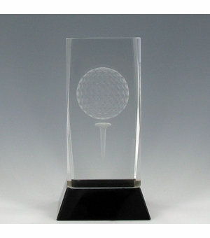 4 3/4" CRYSTAL GOLF BALL AND TEE TROPHY