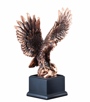 4-3/4 INCH ELECTROPLATED BRONZE AMERICAN EAGLE ON ROCK BLACK BASE