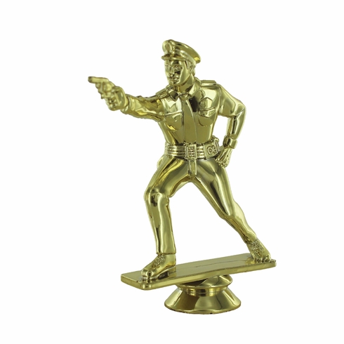 4 3/4 INCH GOLD PLASTIC MALE POLICE PISTOL SHOOTER