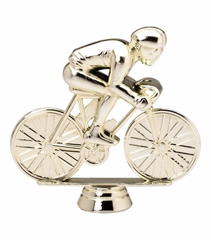 4-3/4 INCH GOLD PLASTIC RACING BICYCLIST TROPHY FIGURE