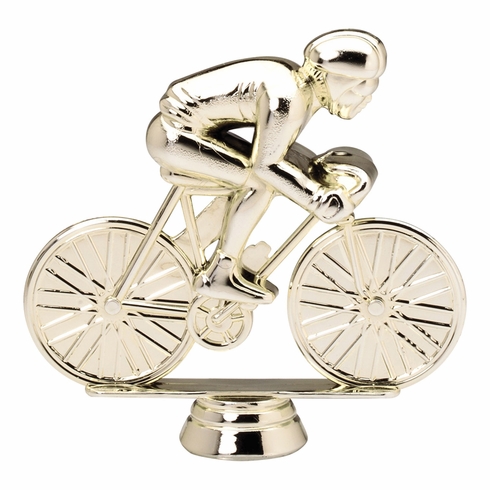 4-3/4 INCH GOLD PLASTIC RACING BICYCLIST TROPHY FIGURE