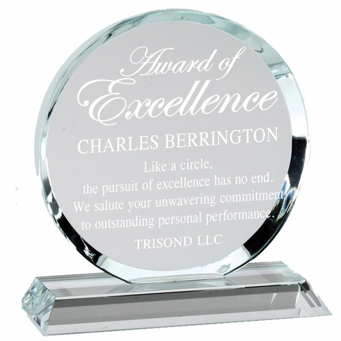 4-3/4 x 5-1/4 INCH ROUND OPTICAL CRYSTAL AWARD