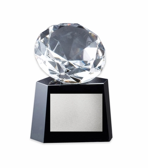 4-3/4 X 6 INCH DIAMOND SHAPED CRYSTAL WITH BLACK BASE