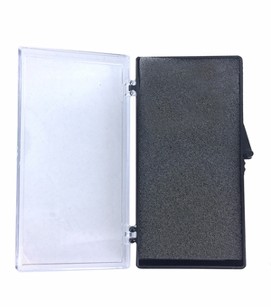 4-3/8" x 2-1/16 x 15/16" BLACK PLASTIC PRESENTATION BOX CLEAR HINGE TOP