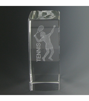 4-5/8 X 1-7/8 OPTICAL CRYSTAL FEMALE TENNIS TROPHY