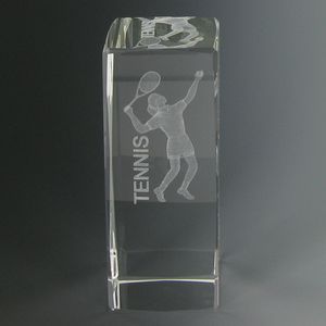 4-5/8 X 1-7/8 OPTICAL CRYSTAL FEMALE TENNIS TROPHY
