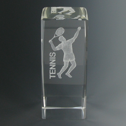 4-5/8 X 1-7/8 OPTICAL CRYSTAL MALE TENNIS TROPHY