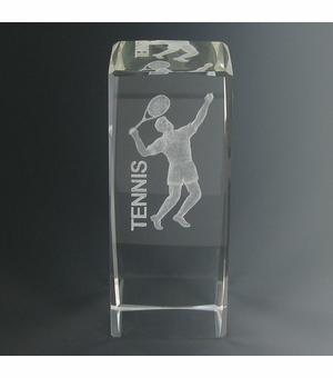 4-5/8 X 1-7/8 OPTICAL CRYSTAL MALE TENNIS TROPHY