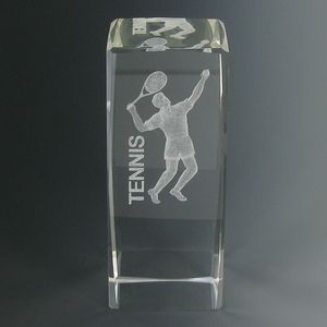 4-5/8 X 1-7/8 OPTICAL CRYSTAL MALE TENNIS TROPHY