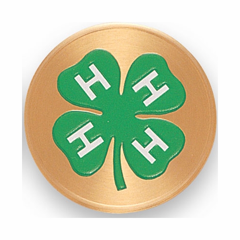 2 Inch in Diameter Round Metal Litho-Print '4-H-Club'  Medallion Insert