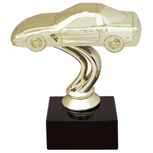 4 INCH CORVETTE GOLD FIGURE ON BLACK MARBLE BASE