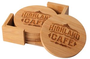 4 INCH DIAMETER GENUINE BAMBOO ROUND COASTERS