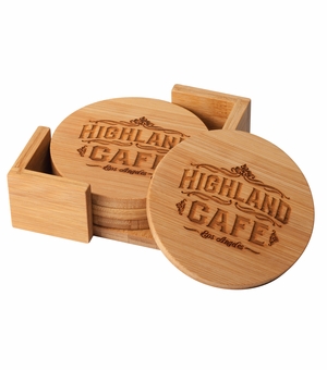 4 INCH DIAMETER GENUINE BAMBOO ROUND COASTERS