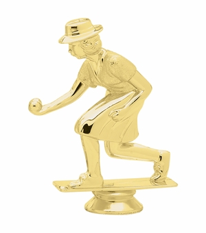 4 INCH GOLD PLASTIC FEMALE LAWN BOWLER TROPHY FIGURE