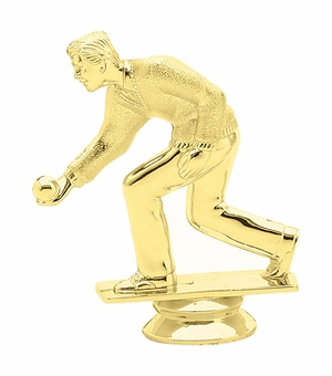 4 INCH GOLD PLASTIC MALE LAWN BOWLER TROPHY FIGURE