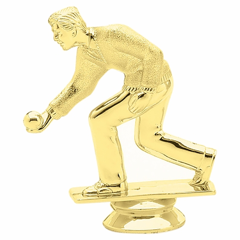 4 INCH GOLD PLASTIC MALE LAWN BOWLER TROPHY FIGURE