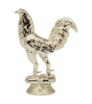 4 INCH GOLD PLASTIC ROOSTER TROPHY FIGURE