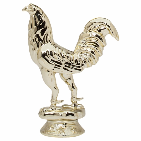 4 INCH GOLD PLASTIC ROOSTER TROPHY FIGURE