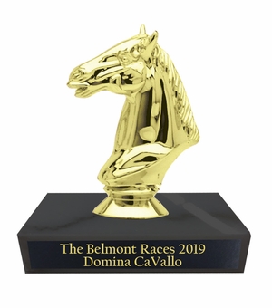 4 INCH HEIGHT HORSE HEAD TROPHY ON GENUINE BLACK MARBLE
