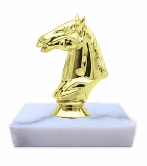 4 INCH HEIGHT HORSE HEAD TROPHY ON WHIT EMARBLE BASE