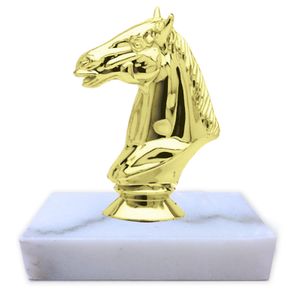4 INCH HEIGHT HORSE HEAD TROPHY ON WHIT EMARBLE BASE