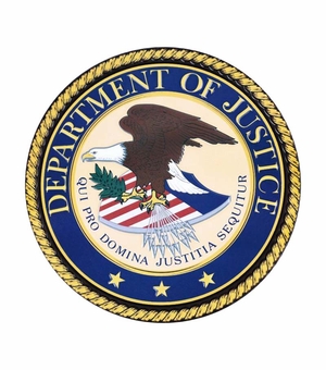 4-Inch in Diameter Embossed Department of Justice Round Metal Medallion Peel-and-Stick Insert